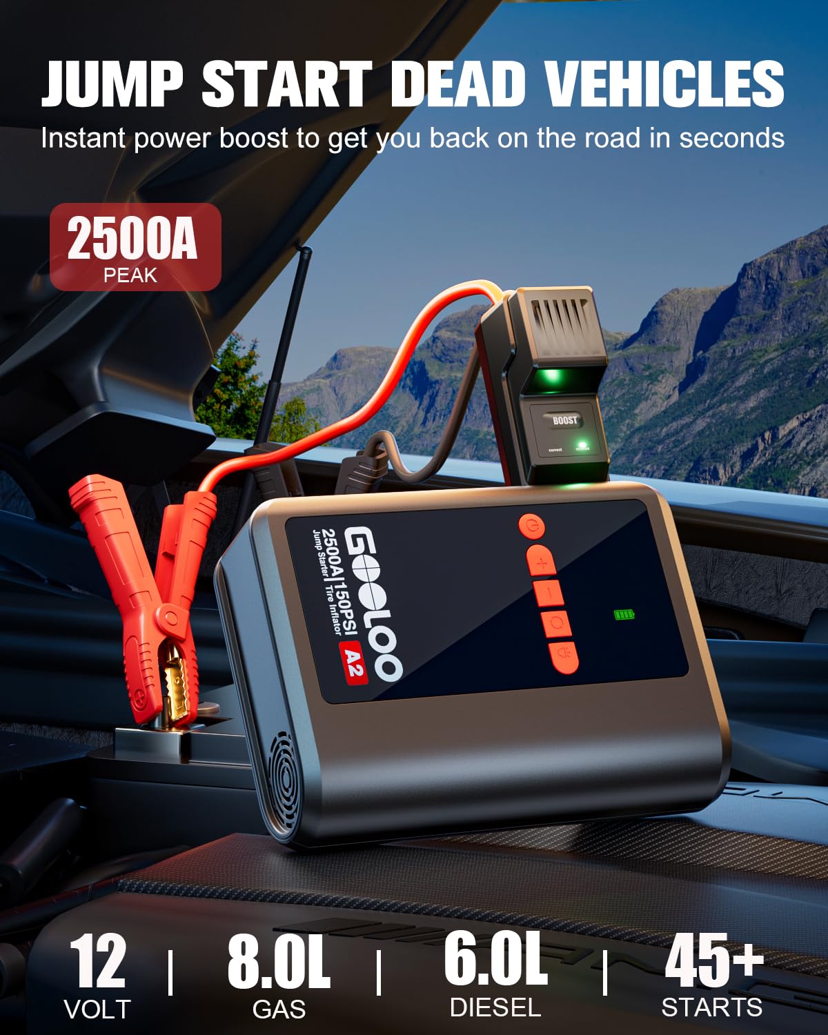 Jump&Go J20C Plus Avviatore Di Emergenza Portatile 24.000 MAh, Picco 1500A, Power Bank Con Doppia USB E Tipo C, Per Auto 12V - 6