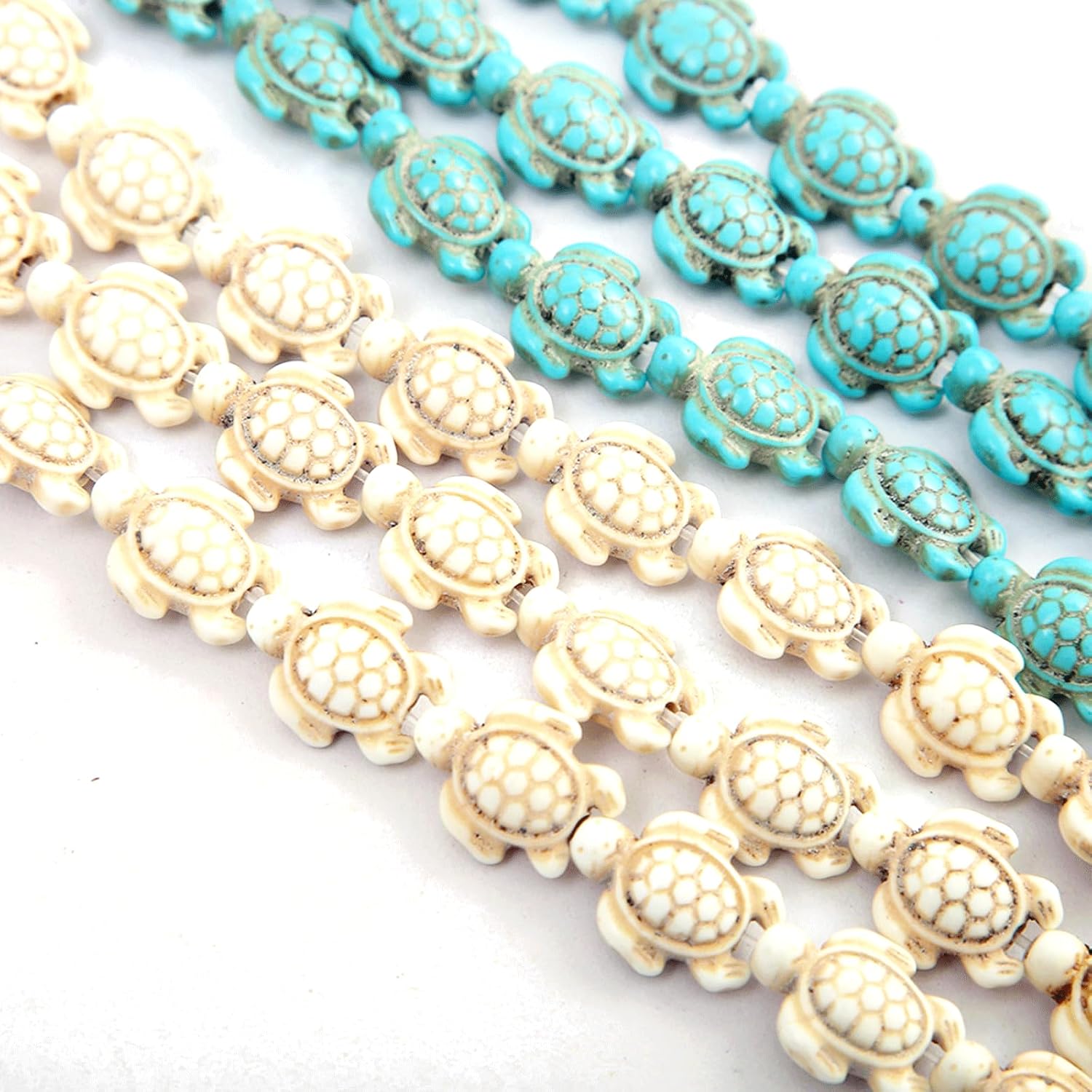 110PCS Turquoise Turtle Beads, White Turtle Charms, Synthetic Turquoise Gemstone Beads, Cute Animal Beads Charms Bulk for Bracelets Necklace Lanyard Pendants Jewelry Making DIY Handicrafts - Image 6