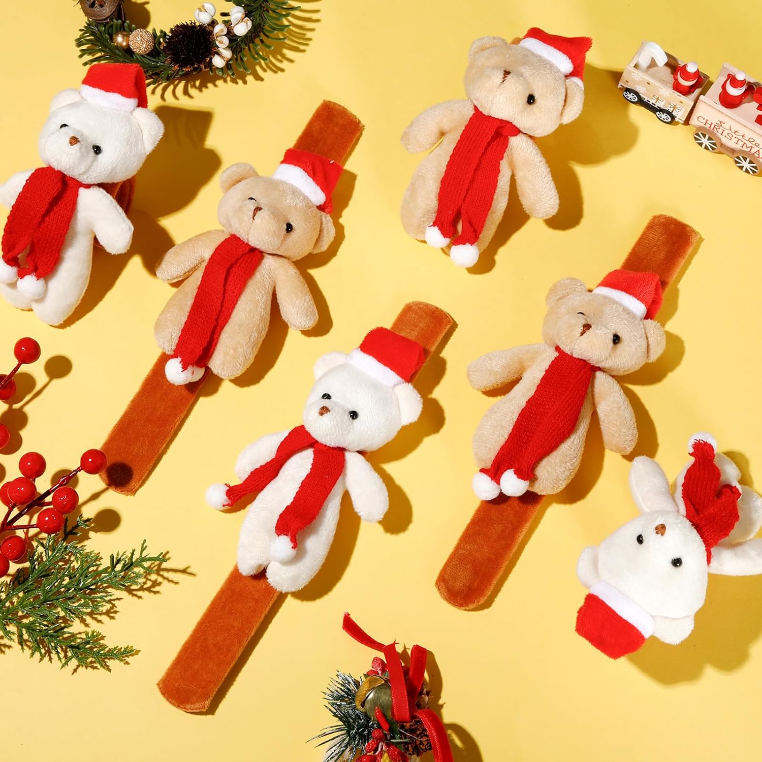 Soulchen 24 Pcs Animal Slap Bracelets Kids Christmas Gift Stuffed Animal Snap Bracelets Christmas Party Favors Decorations Stocking Stuffers Xmas Goodie Supplies Classroom Prizes - Image 3