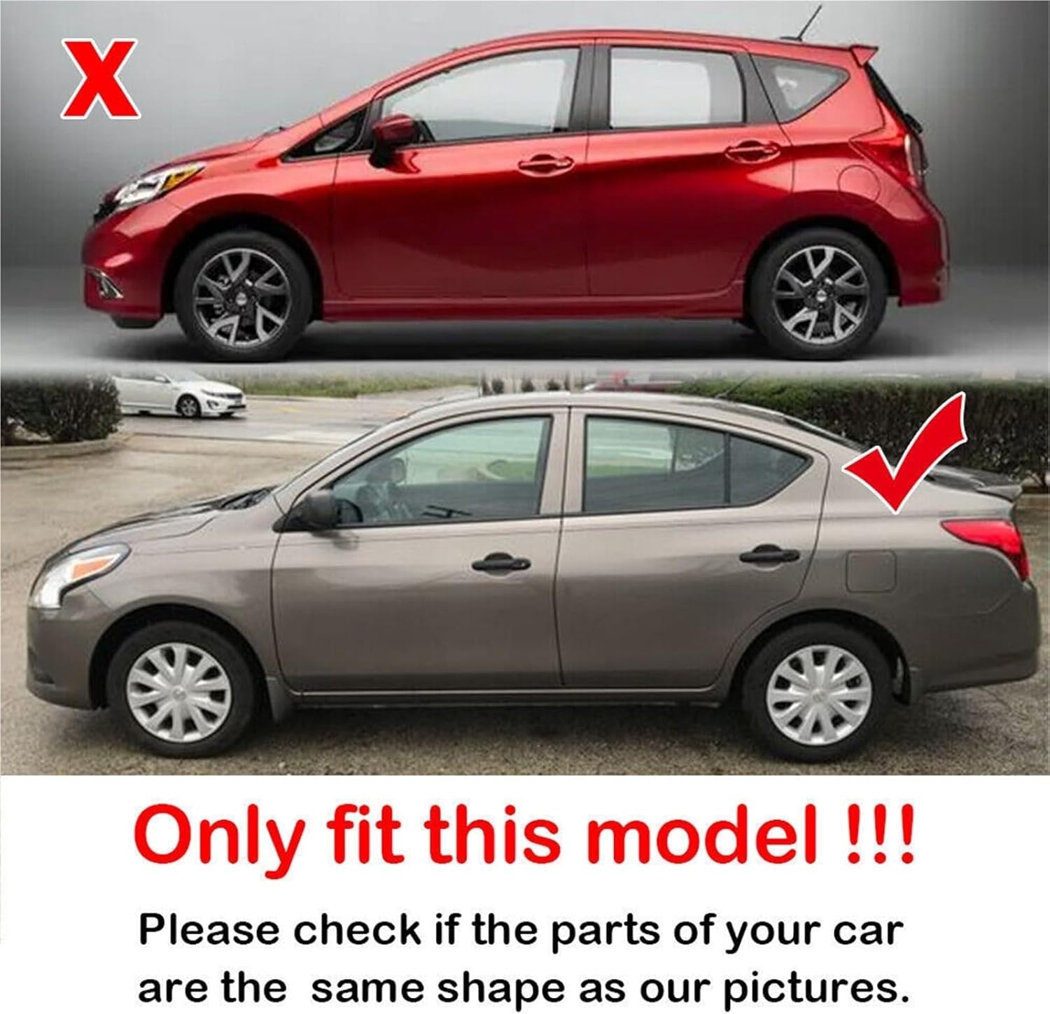 Compatible with Nissan Versa Sedan 2013-2018 Car Rear Louver Window Side Shutter Cover Trim Sticker Vent Scoop ABS Accessories(Gloss Black)