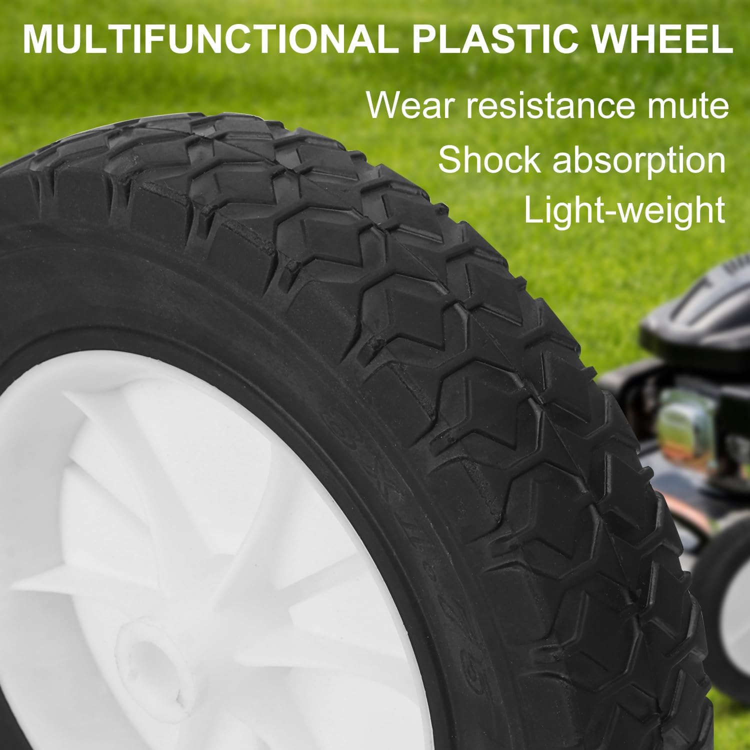 4 PCS Plastic Wheel, 8 x 1.75 Inch lawn Mower Wheels, Universal Wheels Tires, Ideal For Radio Flyer Tricycle Parts & Wagon Wheel Replacement, Push Mower Wheels