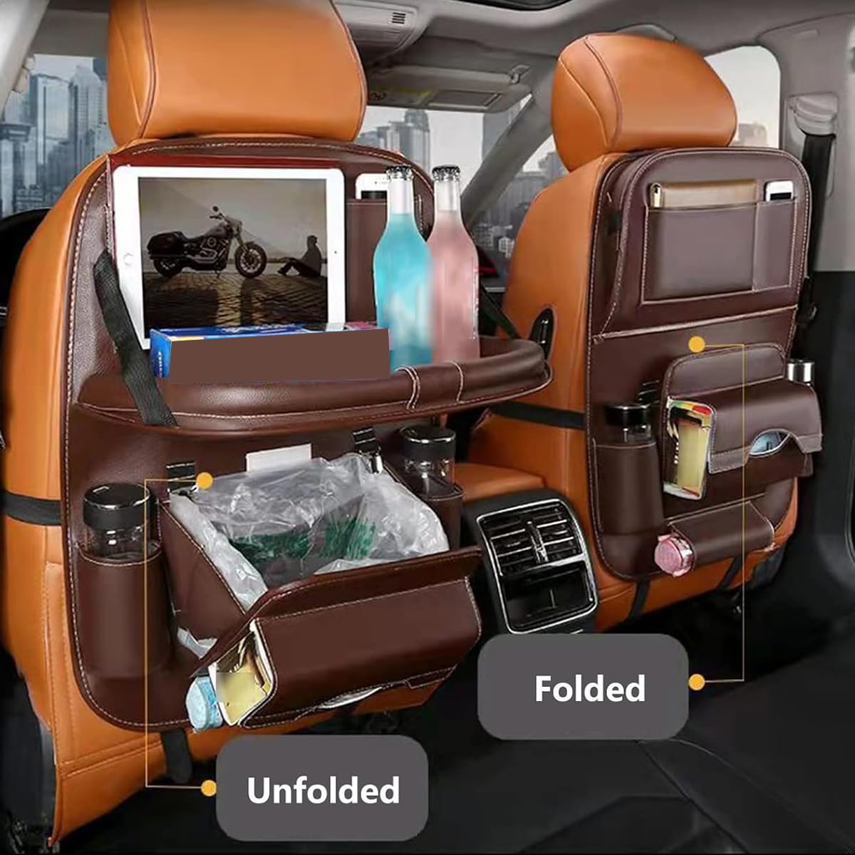 Organizer per Sedile Posteriore Auto per Buick Lacrosse 3.Generation, con Porta Rifiuti e Tavolino Multifunzionale, Auto Accessori da Viaggio,A/Black