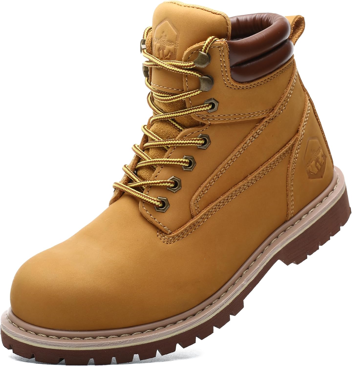 Steel Toe Work Boots for Men 6 Inch Waterproof Non Slip Rubber Comfort Leather Safety Durable Industrial Construction Boots