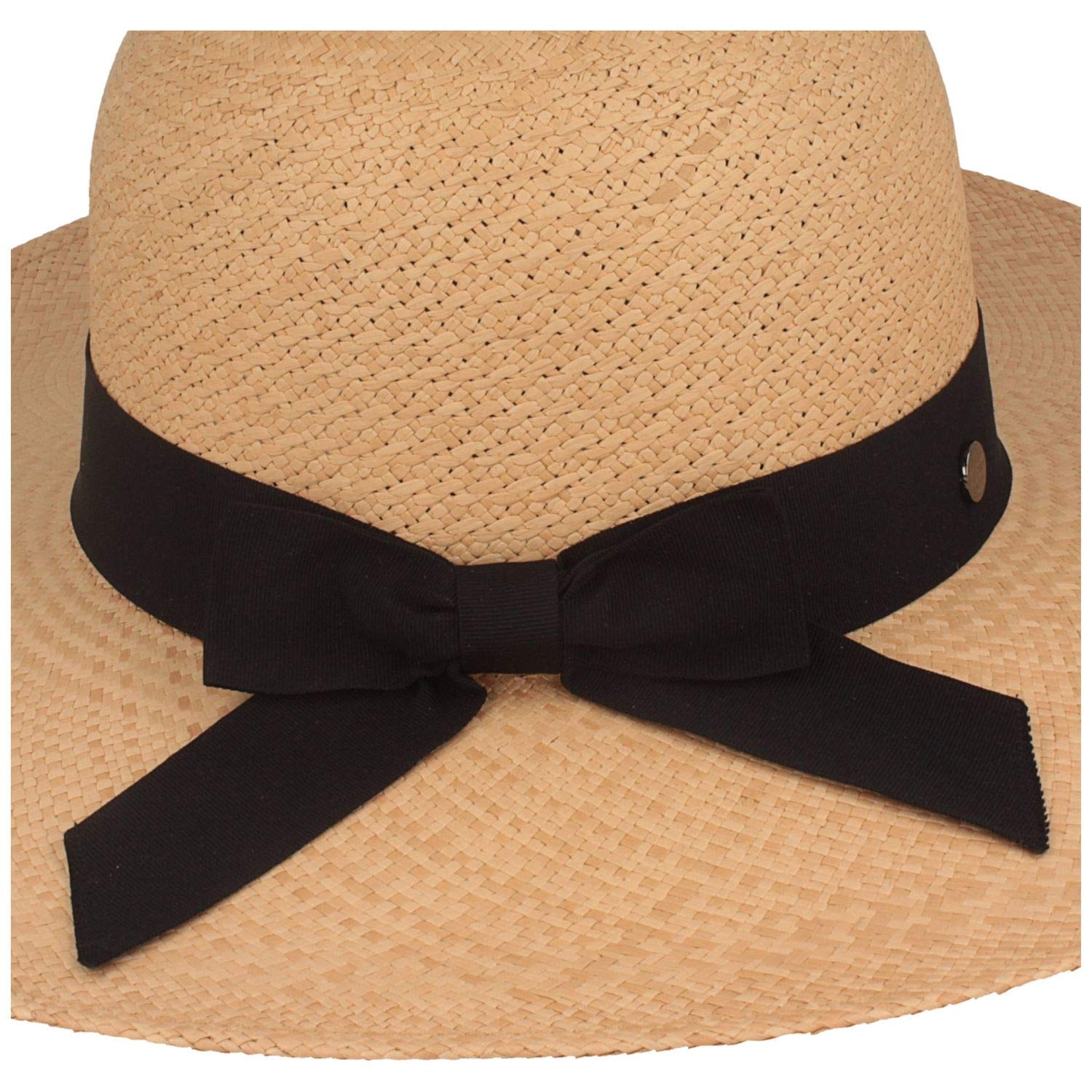 Breiter Sombrero de Panamá Original para Dama Sombrero de Paja de Verano Campana con Moño Tejido a Mano en Ecuador