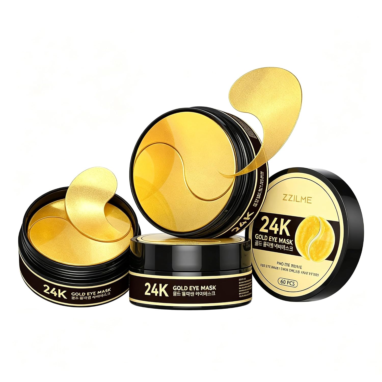 Under Eye Patches Masks - 24K Gold Eye Patch for Dark Circles and Puffy Eyes, Wrinkles, Fine Lines, Eye Bags Treatment with Collagen and Hyaluronic Acid, Moisturizing and Firming (60 Pcs Green
