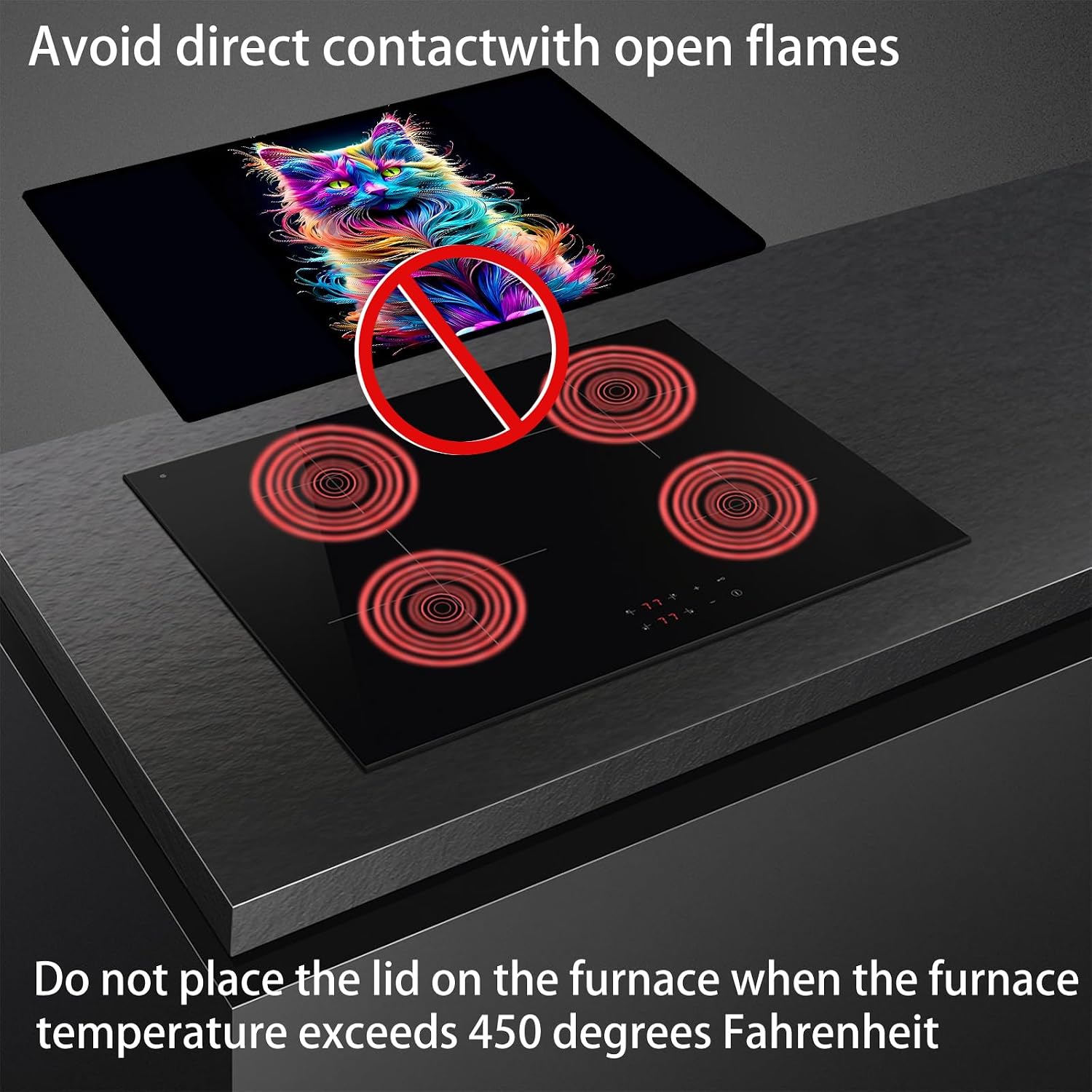 Stove Cover Stove Covers For Electric Stoves Foldable Multipurposeglass Top Protector Thick Natural Rubber Anti-Slip Coating Expands Usable Space (27.9inx20in) (Colorful Cat)