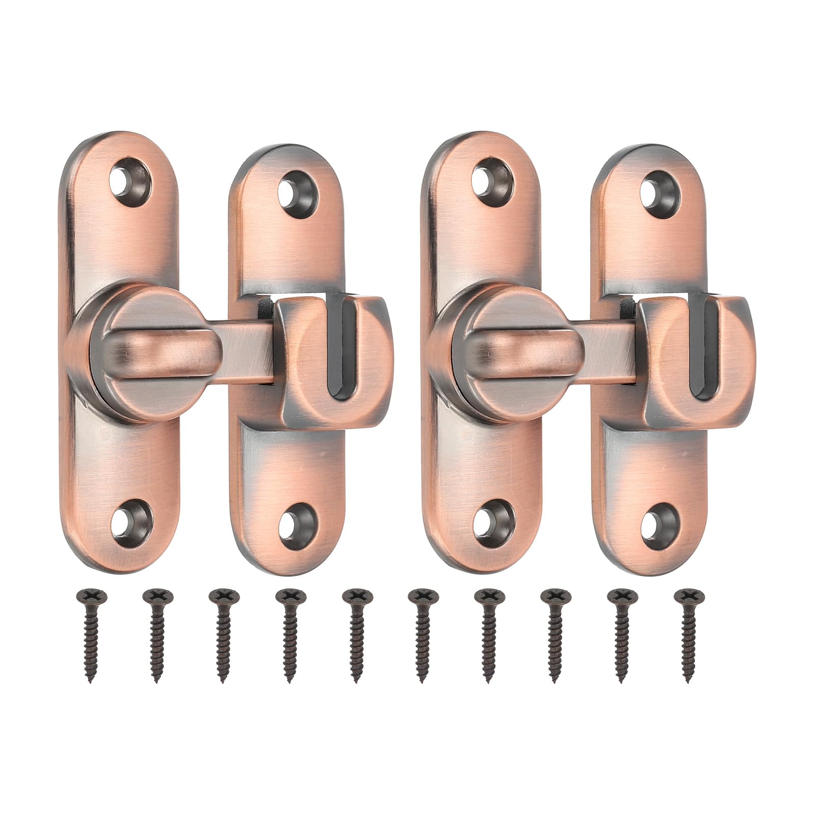PATIKIL 2 Pack Flip Sliding Door Latch Safety Bar Gate Lock Hardware for Cabinet Bathroom Bedroom Garden Copper Tone