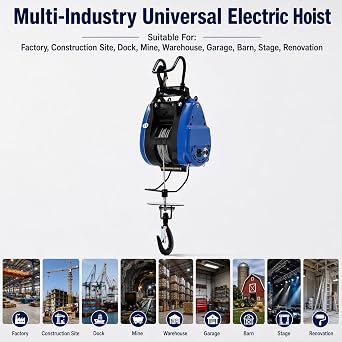 Electric Hoist 1100/550 LBS, Overhead Lifting System with Wireless Control and Steel Wire Rope 98 ft, IP40, Auto Limit Switch, for Garage, Warehouse, Construction, Home (LES-S500)