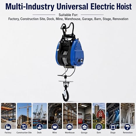 Electric Hoist 1100/550 LBS, Overhead Lifting System with Wireless Control and Steel Wire Rope 98 ft, IP40, Auto Limit Switch, for Garage, Warehouse, Construction, Home (LES-S500)