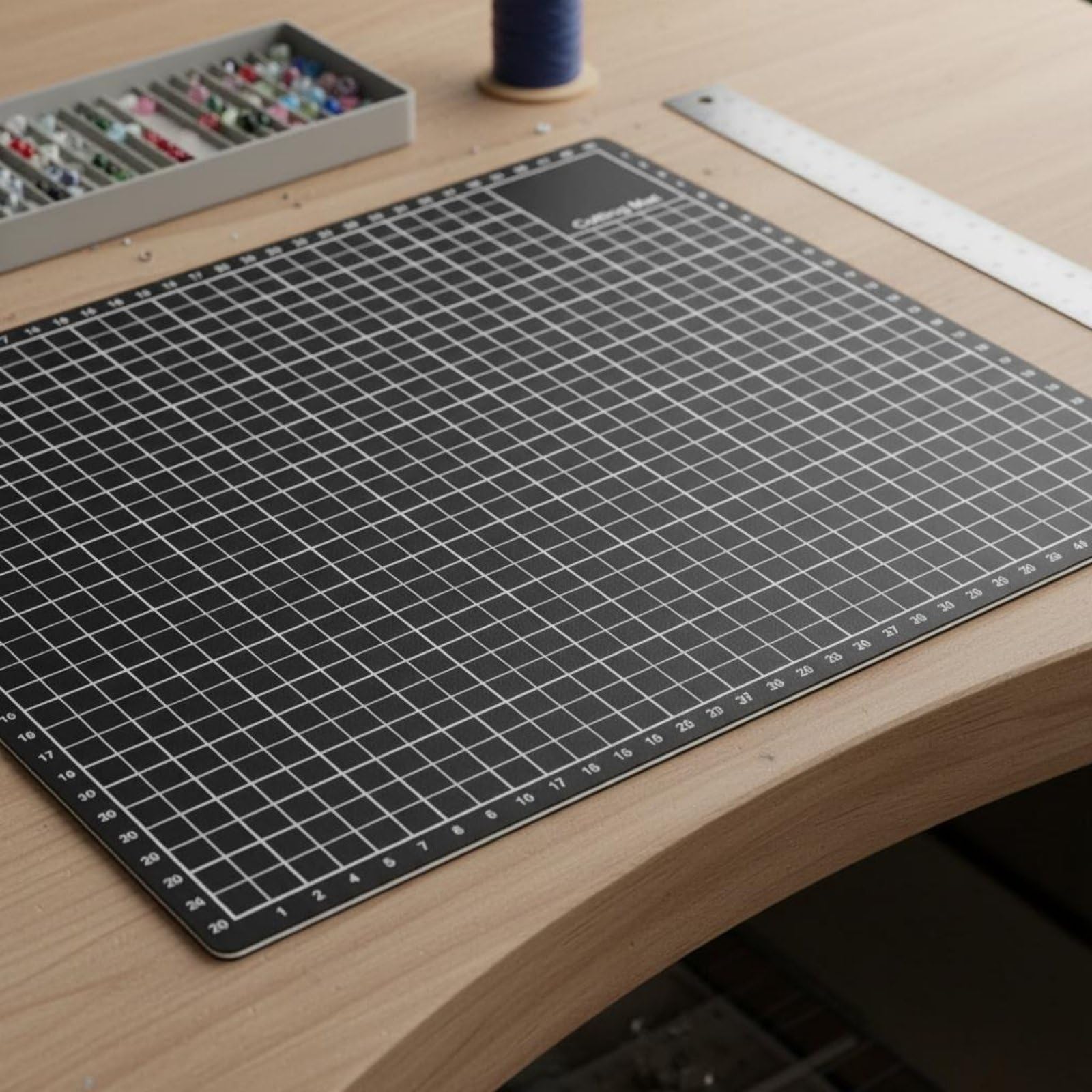 Planche à découper pliable auto-cicatrisante, surface quadrillée de précision, construction robuste, adaptée pour le scrapbooking, la couture, le matelassage, les projets artistiques, noir