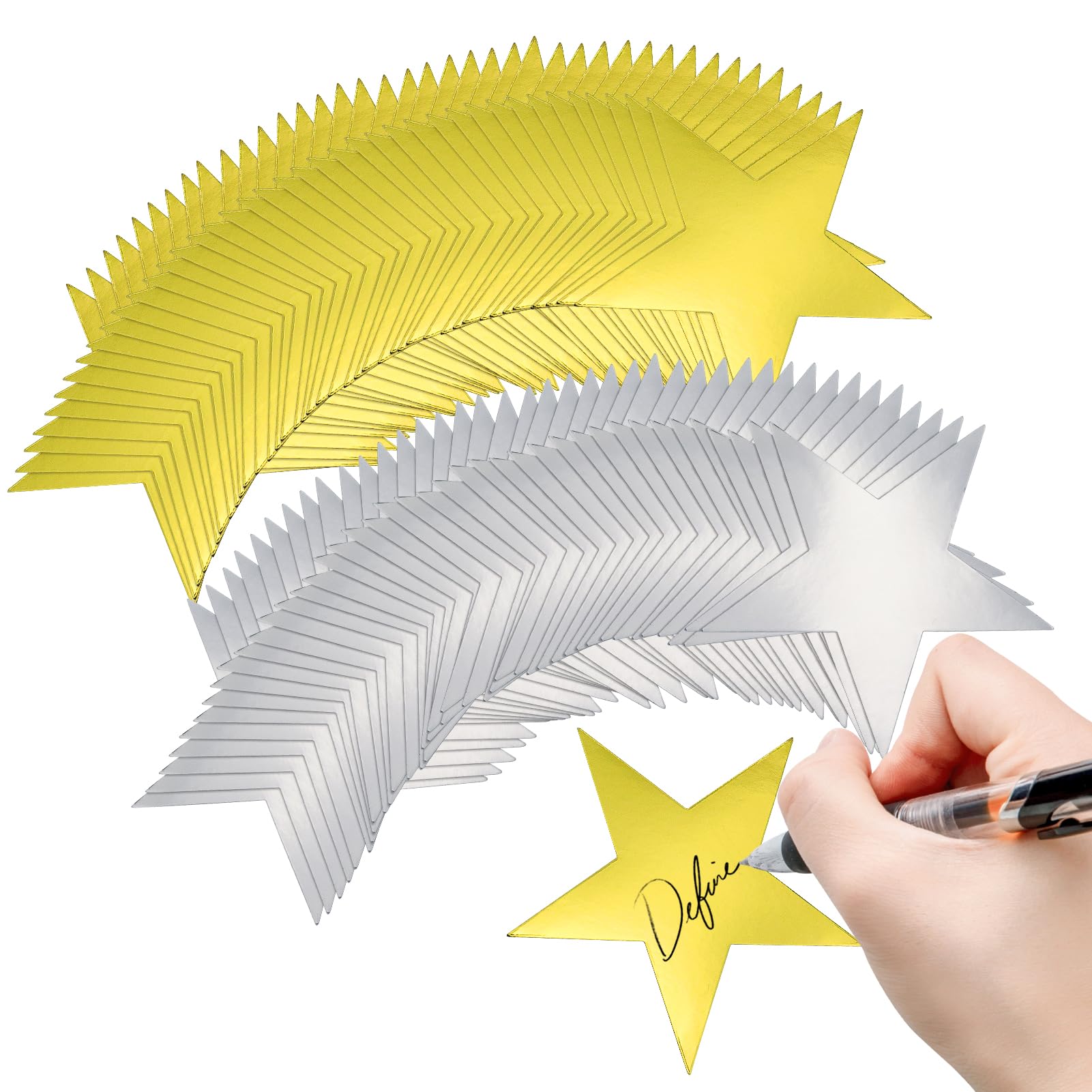 Stelle decorative da appendere 80 pezzi 15 cm oro argento carta con brillantini