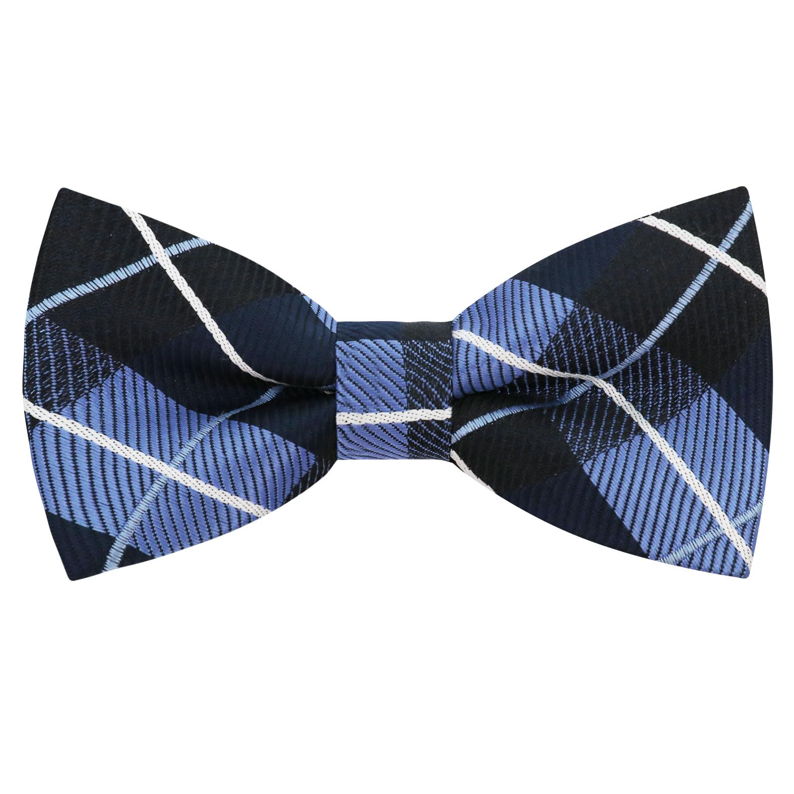 LJBFNN Boys Bow Tie, Kids Bow Ties for Boys 4-7, Pre-tied Clip on Kids Toddler Bowtie for Girls School Party Wedding Concert (Plaid: Blue)