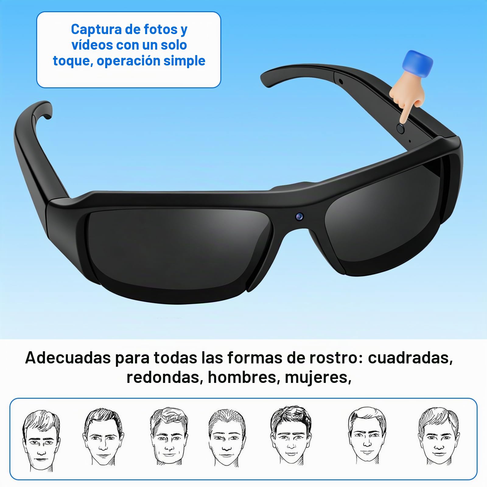 MiniCamara Oculta Camuflad,16 GB Cámara Espía Gafas | 1080P cámara Oculta de Acción, 75 minutos,IPX5, Operación de un Botón, Para Ciclismo Pesca Motocicleta