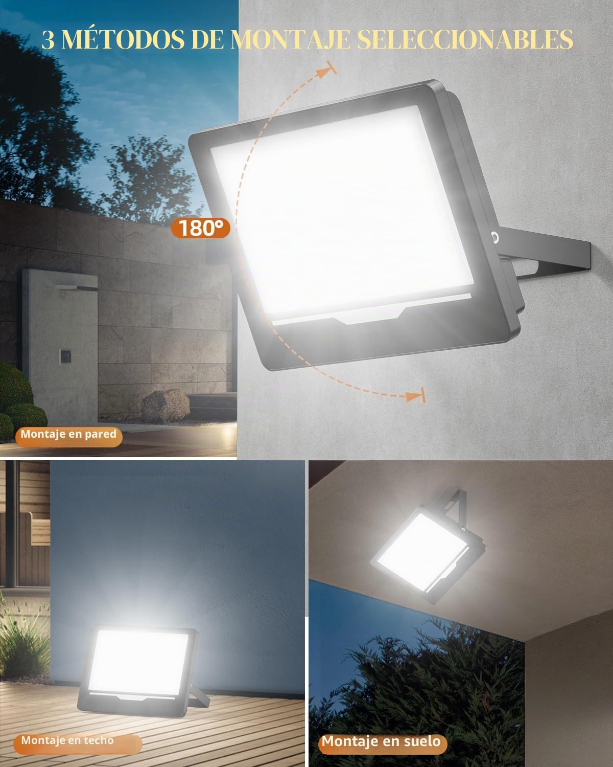 Proyector Focos LED Exterior 100W - 10000LM 6500K Blanco Frío Proyector LED IP67 Impermeable Luces Lampara Exterior para Jardin, Patio (2 Piezas)