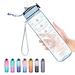Hyeta 32 oz Water Bottles with Times to Drink and Straw, Motivational Water Bottle with Time Marker, Leakproof, Drinking Sports Water Bottle for Fitness, Gym and Outdoor