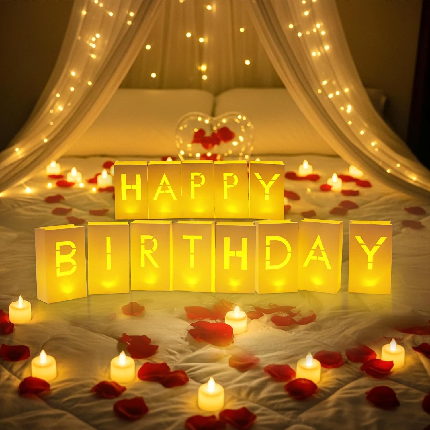 “Happy Birthday” Light up Letters - Luminary Paper Bags for Birthday Banner and Sign thumbnail