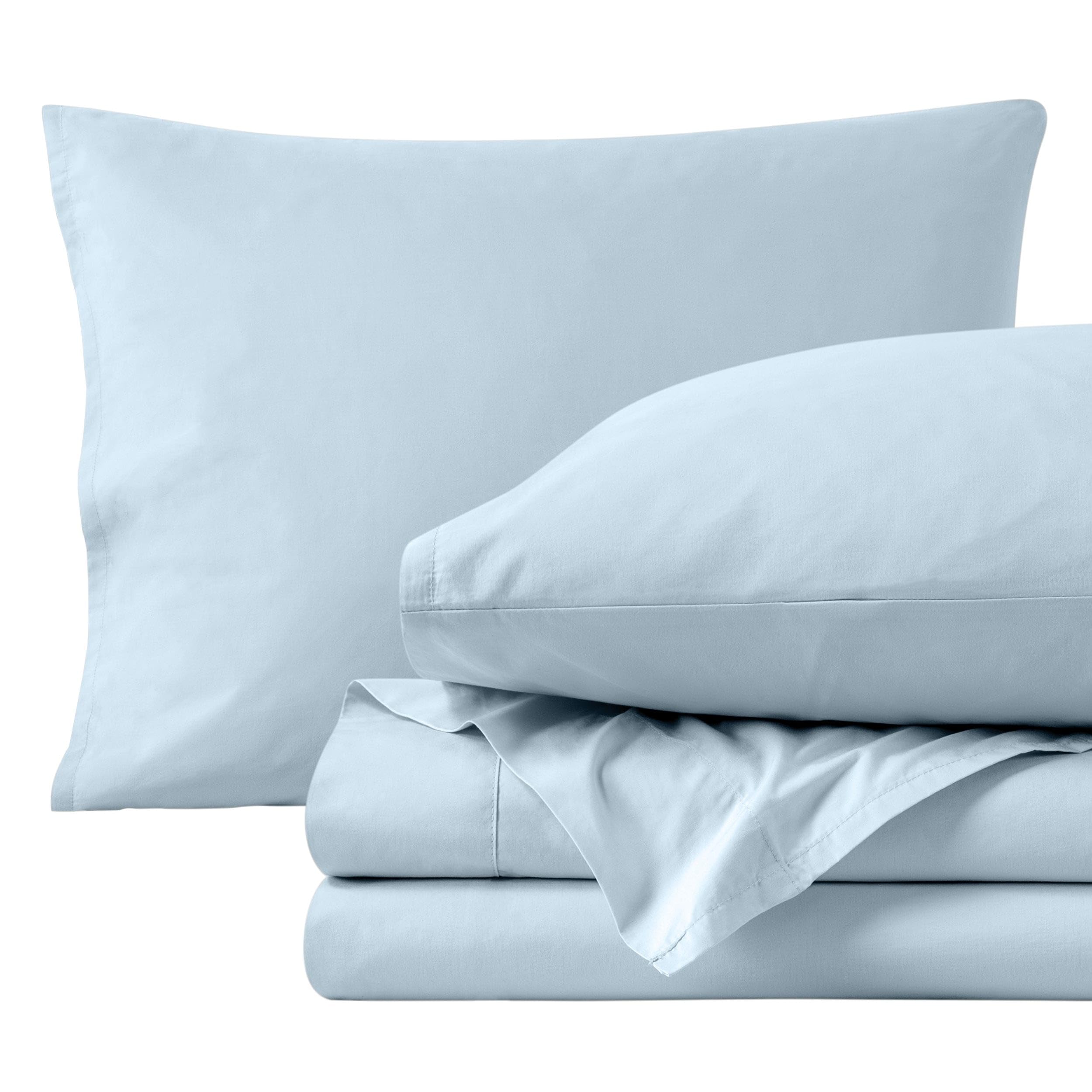 Bare Home 100% Organic Cotton Twin XL Sheet Set - Crisp Percale Weave - Cool, Breathable, and Hypoallergenic - Bedding Sheets & Pillowcases - Luxury Hotel Sheet Set (Twin XL, Winter Blue)