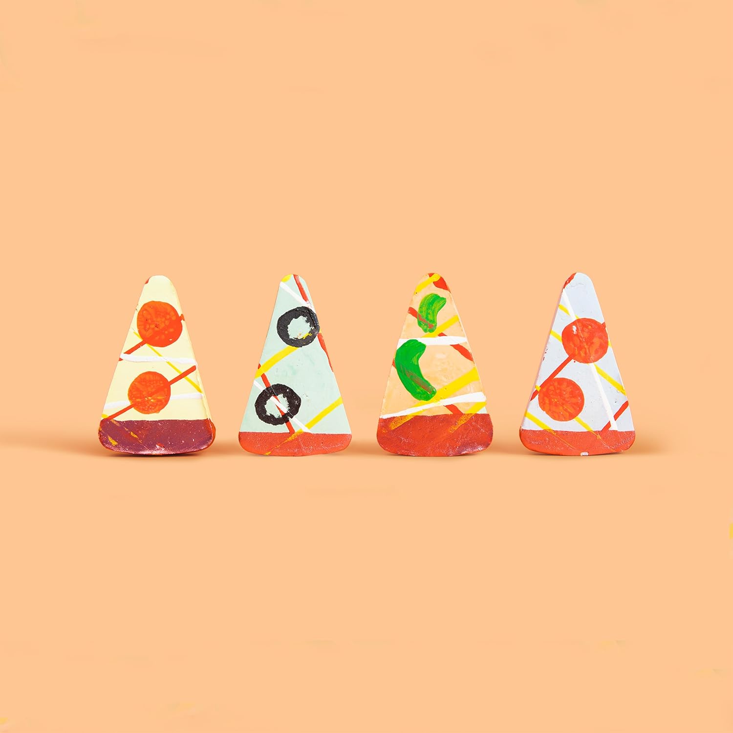 TWEE Uncommon Pizza Handmade Sidewalk Chalk | Yellow, Orange, Green, Blue | Made in the USA | Classic Children's Present | Fun Special Party Gift Idea | Arts and Crafts For Kids + Toddlers | Easter Basket Activities | Outside Playground Drawing | Boy Girl | Like Food