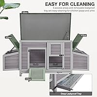 Vista 4 de Gallinero grande expandible para pollos para exterior con dos cajas de anidamiento, bandeja extraíble a prueba de fugas y panel de techo resistente