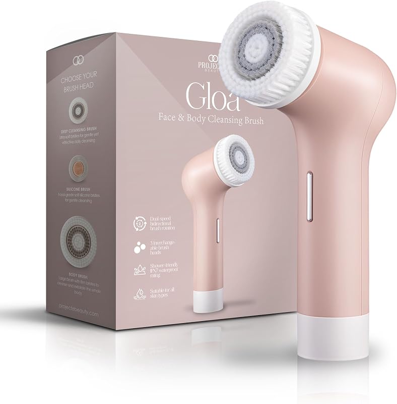 Escova Elétrica de Limpeza Facial e Corporal Project E Beauty Gloa com 3 Cabeças