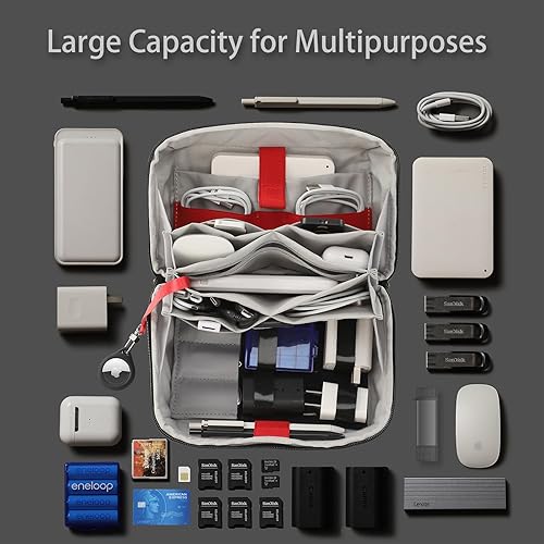 Miniatura 6 de VanFn Organizador de viaje electrónico Bolsa de almacenamiento, bolsa de mango de accesorios, bolsa de gadgets, cable USB, organizador de