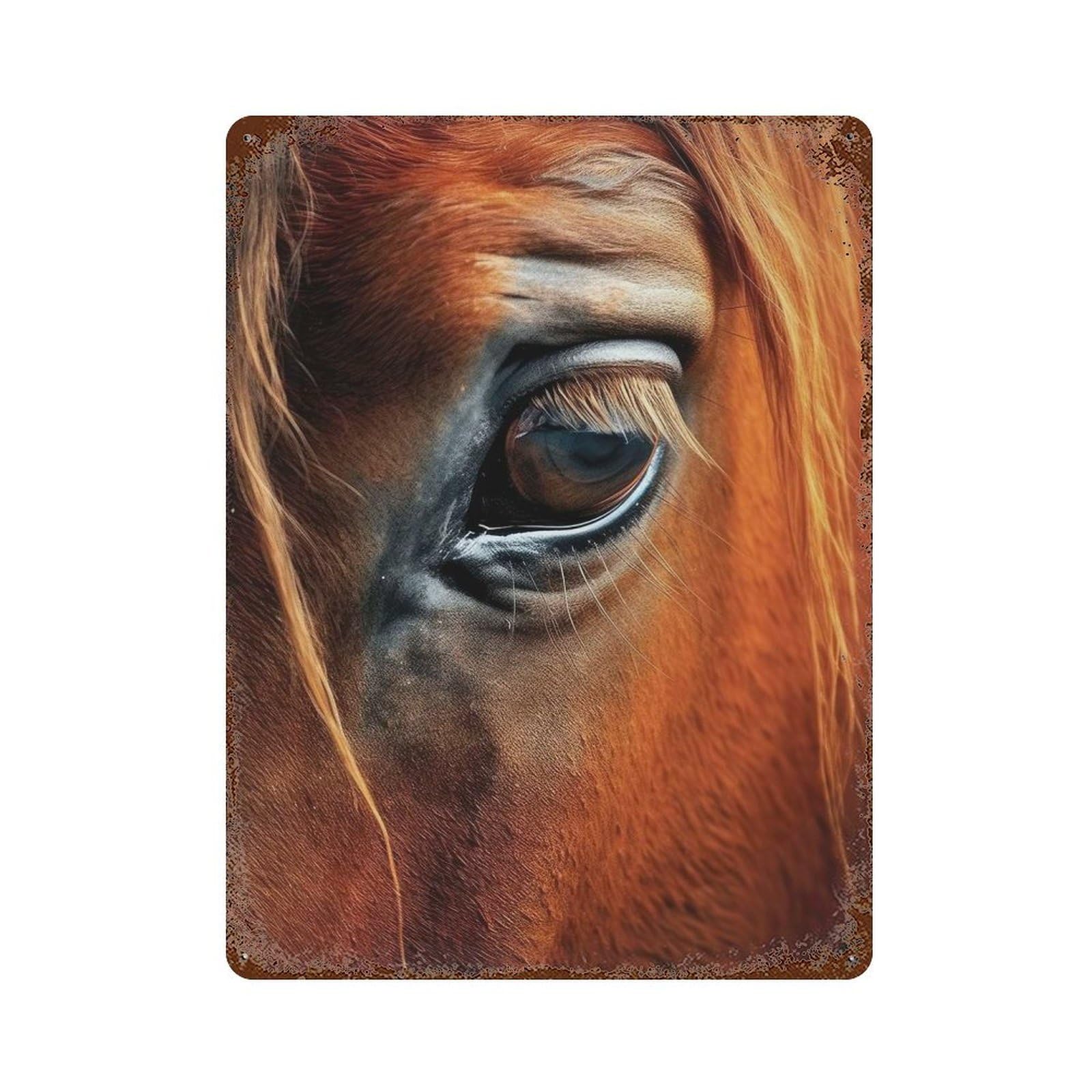 Horse Closeup Face Rusty Metal Tin Sign 15.7"x11.8", Rustic Home Decor for Living Room, Hallway And Home Decor