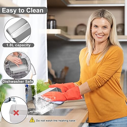 Miniatura 6 de Fiambrera eléctrica para adultos, 100 W1.8 L con calefacción para hombres, trabajo, automóvil, camión, lonchera portátil con calentador de alimentos