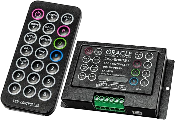 ORACLE الإضاءة 1706-504 ColorSHIFT 2.0 الأشعة تحت الحمراء وحدة تحكم عن بعد - مرتين الإخراج والتوسع، ثمانية فتحات الذاكرة مسبقا، يعمل مع المصابيح RGB