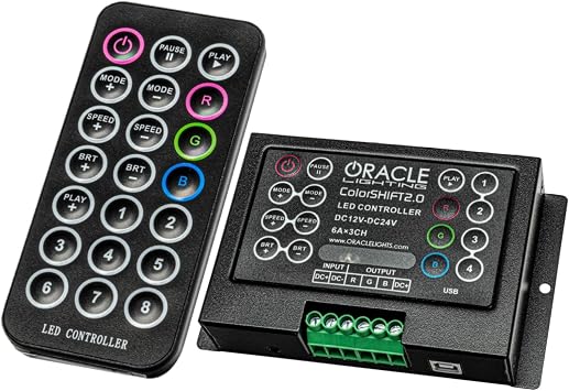 ORACLE الإضاءة 1706-504 ColorSHIFT 2.0 الأشعة تحت الحمراء وحدة تحكم عن بعد - مرتين الإخراج والتوسع، ثمانية فتحات الذاكرة مسبقا، يعمل مع المصابيح RGB