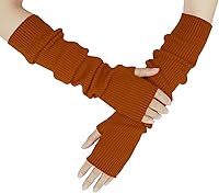 Vista 58 de Guantes cálidos de cachemira de brazo largo para mujer, guantes de invierno acogedores sin dedos, calentadores de brazos suaves, gran regalo de Negro