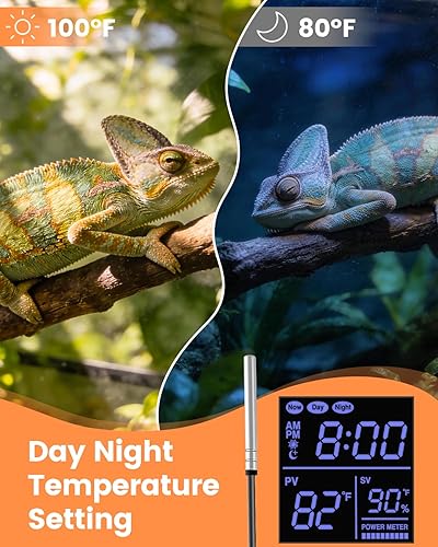 Miniatura 2 de Controlador de termostato de reptiles de 450 W, control de termostato de atenuación PID con temporizador de día/noche para lámparas de calor