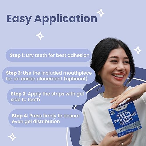 Miniatura 4 de DrDent Tiras profesionales blanqueadoras dentales, 21 tratamientos, seguras para el esmalte, blanqueamiento dental no sensible, blanqueamiento sin