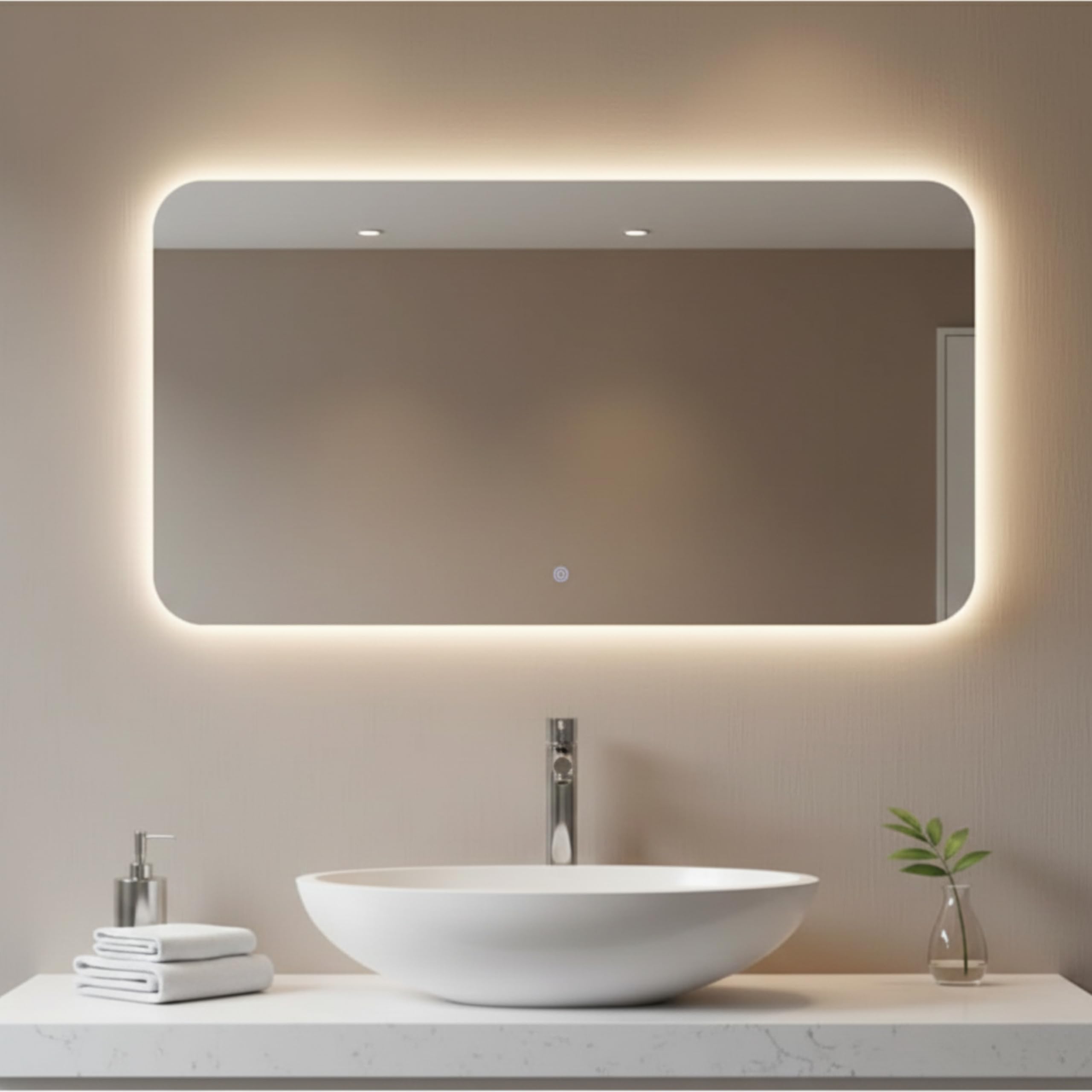 Specchio Bagno con Luce LED CIRCE 100x70 cm, Striscia LED Naturale 4000K, Moderno Retroilluminato 24V
