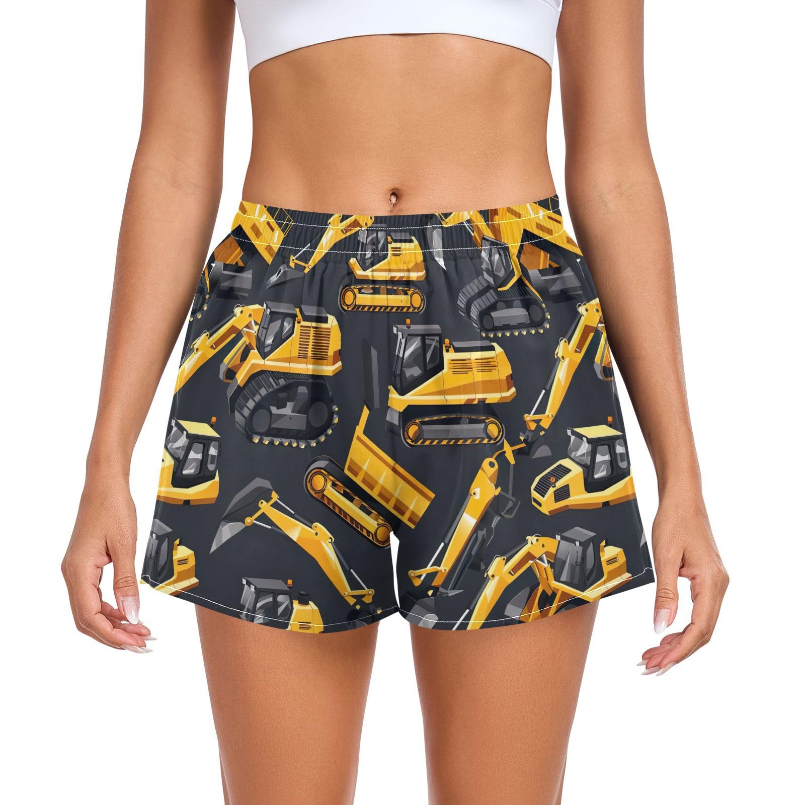 UMIRIKO Women's Running Shorts Excavator Engineering Vehicles Women's Athletic Shorts with Pockets XL 202b5818