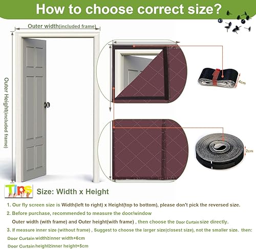 Miniatura 5 de Risareyi Cortina magnética con aislamiento térmico para puerta, tamaño de 38 x 82 pulgadas, tela Oxford resistente a la intemperie, relleno de