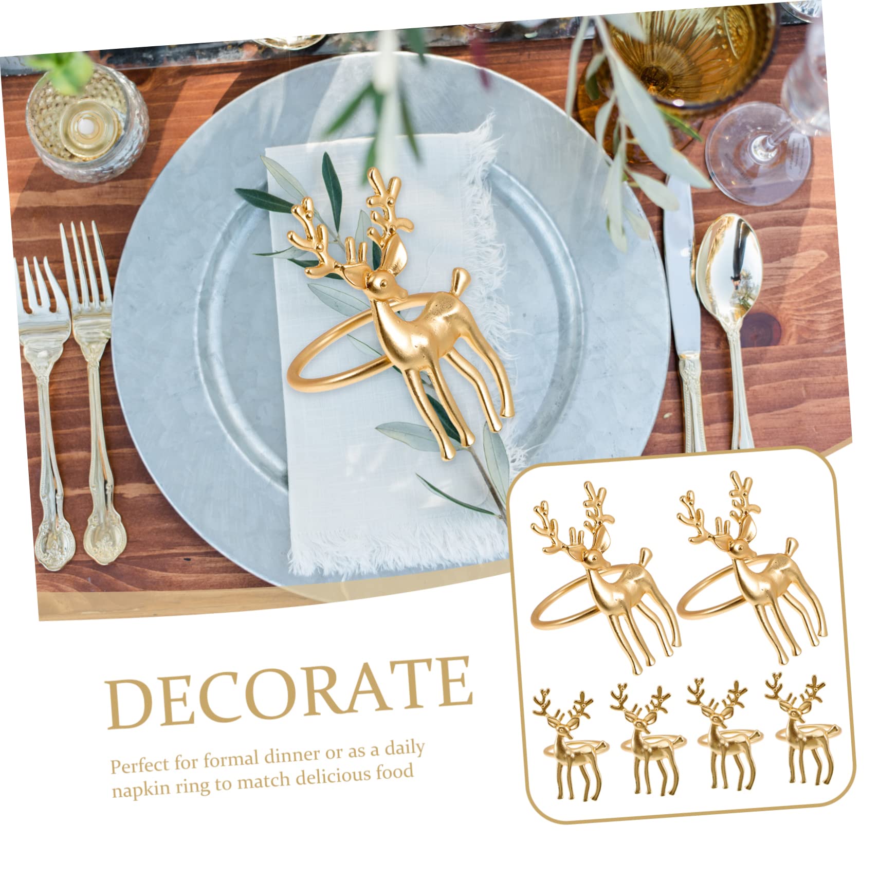 Alipis STK Weihnachtsserviettenschnalle weihnachtsdeko Schreibtisch weihnachtliche tischdeko Hochzeit Serviettenschnalle Tischserviettenringe Serviettenhalter Golddekor Legierung