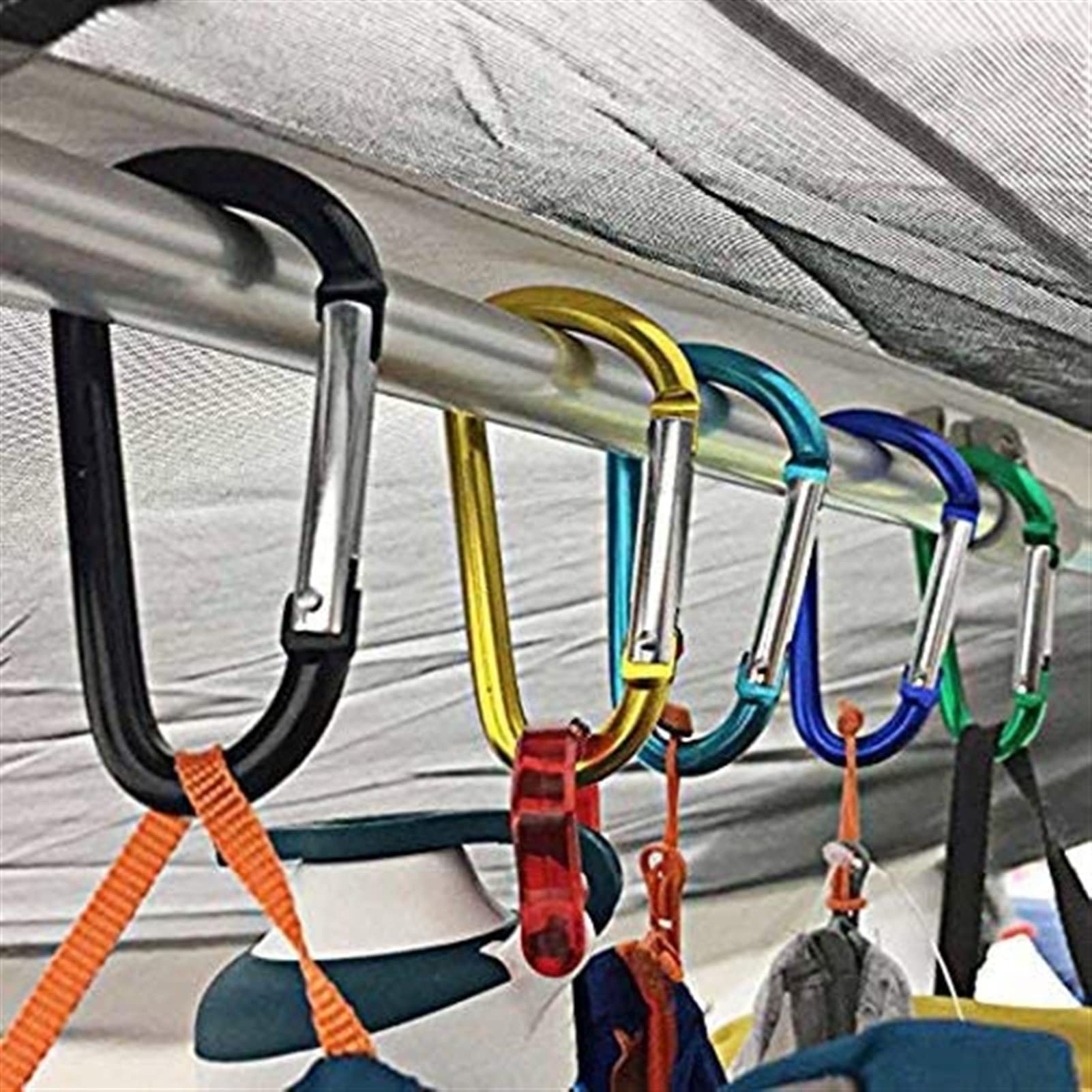 Święto Dziękczynienia Wschodniego， 10-pak karabińczyków z niklowanymi brelokami Mini, mały aluminiowy uchwyt na klucze Akcesoria zewnętrzne Hak do plecaka D-Shape Bot
