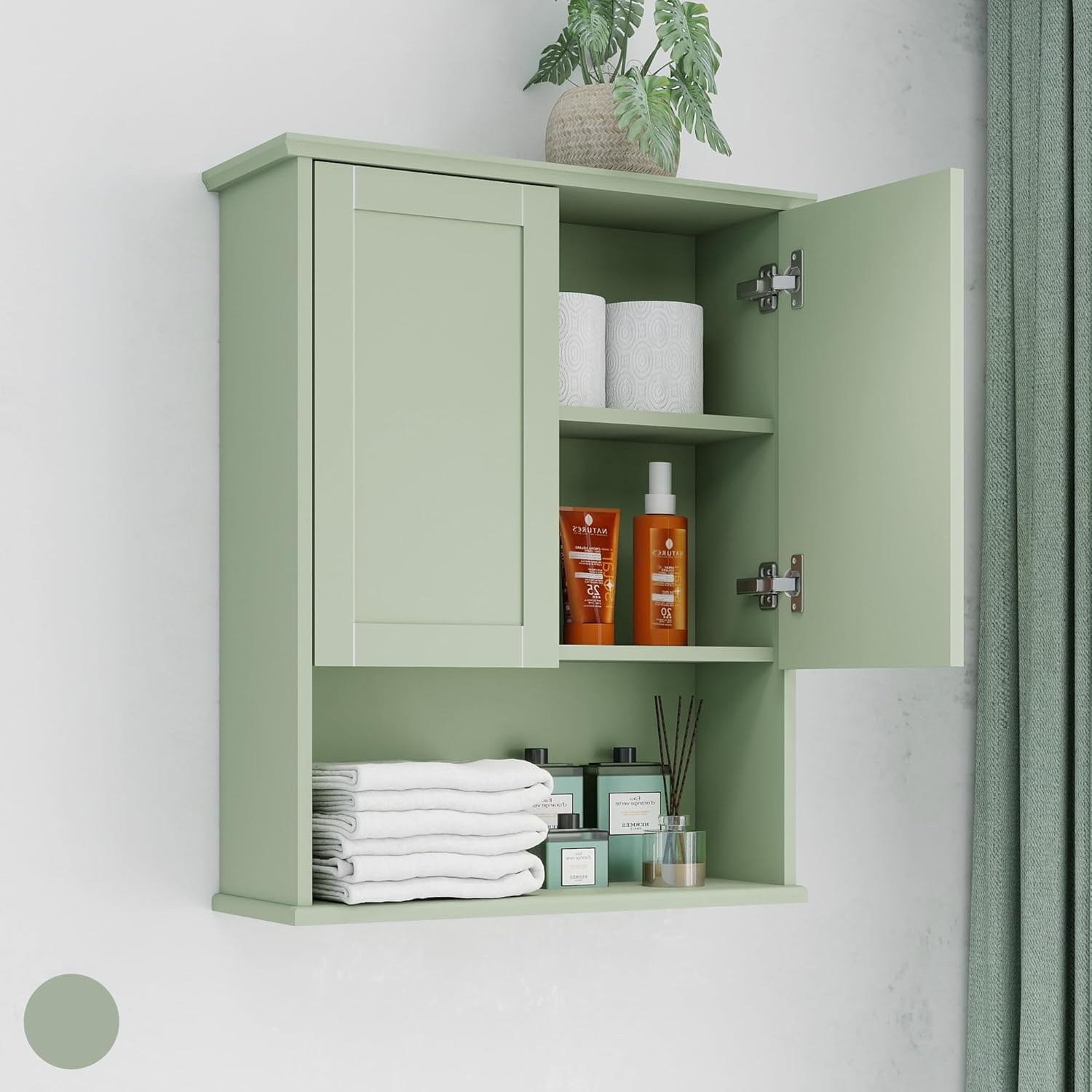 Bathroom Cabinet Wall Mount Buffering Hinge 23x29 inch Over Toilet Storage Cabinet and Adjustable Shelves Large Space Wooden