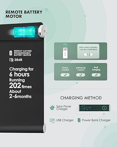 Miniatura 9 de Yoolax - Persianas enrollables motorizadas, sin necesidad de herramientas ni perforación (vinilo blackout, blanco)