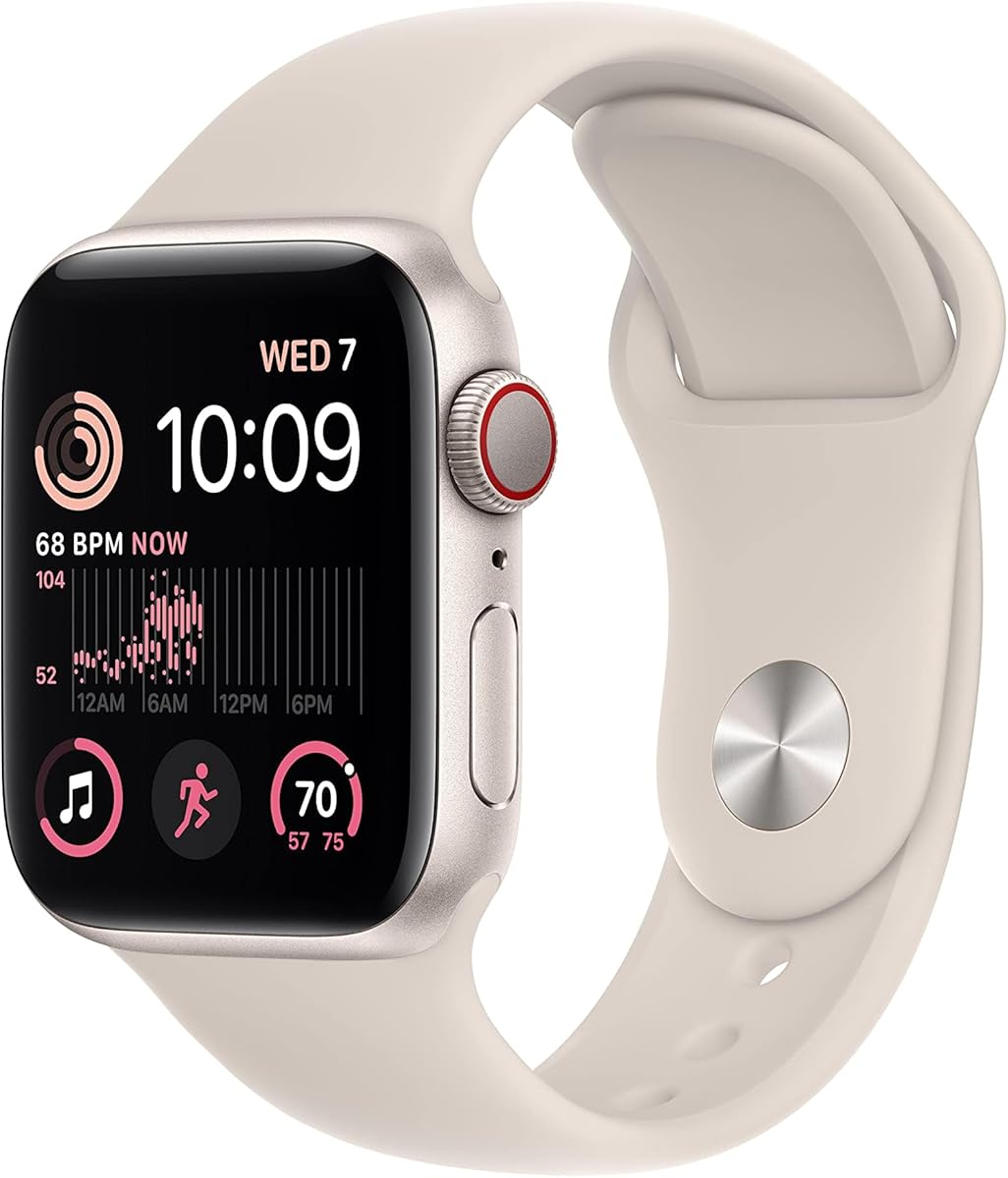 Apple Watch SE (2nd Gen) [GPS + Cellular, 40mm] - Starlight Aluminum Case with Starlight Sport Band, M/L (Renewed Premium) : Electronics