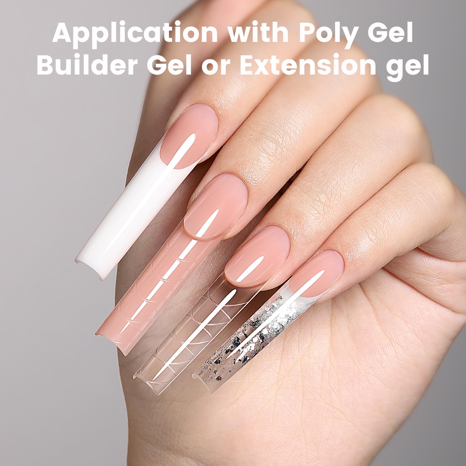 YOKEFELLOW Dual Nail Forms Dual Nail Forms Dual 240 sztuk przezroczystych przedłużeń paznokci, zestaw do przedłużania paznokci żelowych do przedłużania paznokci (poliżel), do salonu artystycznego