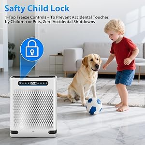 Air Purifiers for Home Large Room Up to 2600 Ft, HEPA Air Purifier with Washable Filter & Air Quality Display, Powerful Turbo Mode Air Cleaner for Pet Hair Odors Smoke Dust