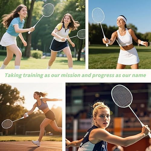 Miniatura 5 de Raqueta de bádminton, raquetas de bádminton, ofensivas y defensivas, ligeras de fibra de carbono de 2.65 oz de una sola pieza, moldeadas