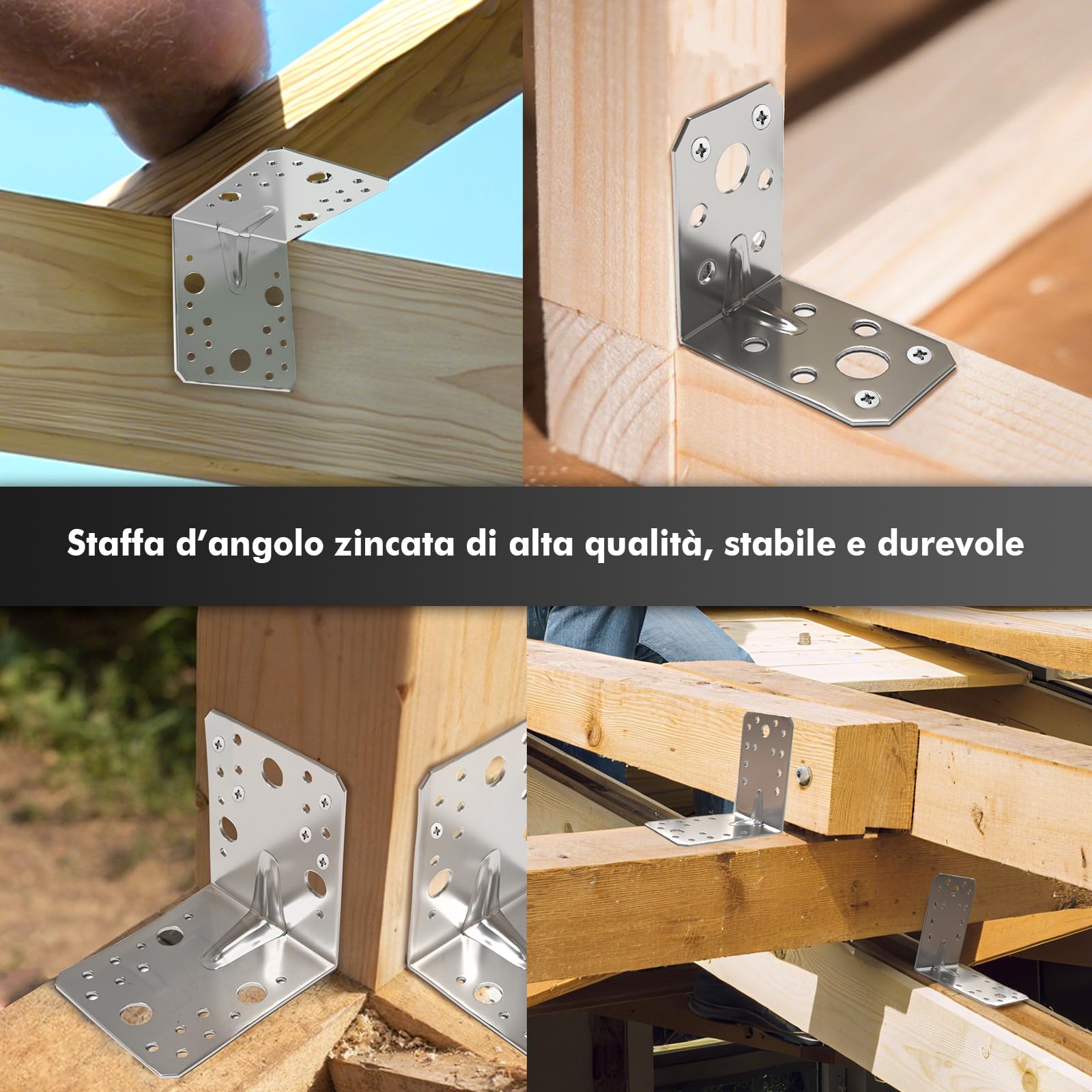 Shinfly 12 connettori angolari 105 x 105 x 90 mm, spessore 2,5 mm, zincato