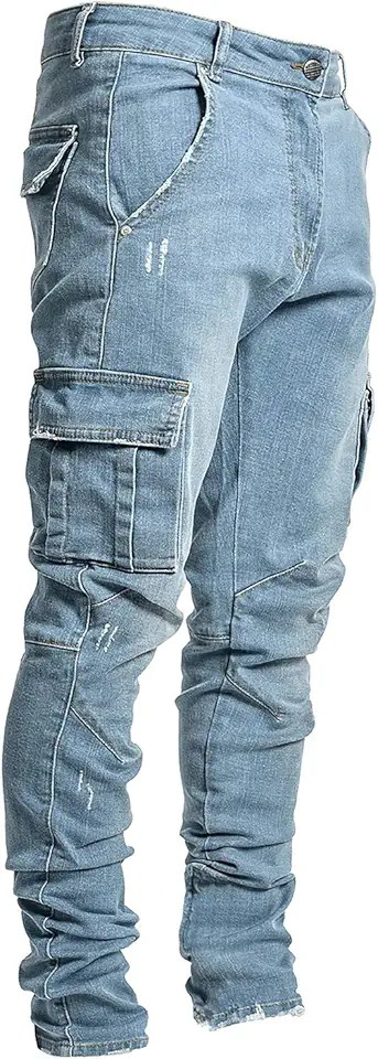Pantete Mens Slim Fit Jeans 7 Pockets Stretch Skinny Denim Pencil Pants Nova Fashion