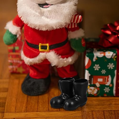 Miniatura 5 de Mini botas de Papá Noel de Navidad, 7 pares de mini zapatos decorativos, botas de tobillo en miniatura, adornos de muñeca de Papá Noel para