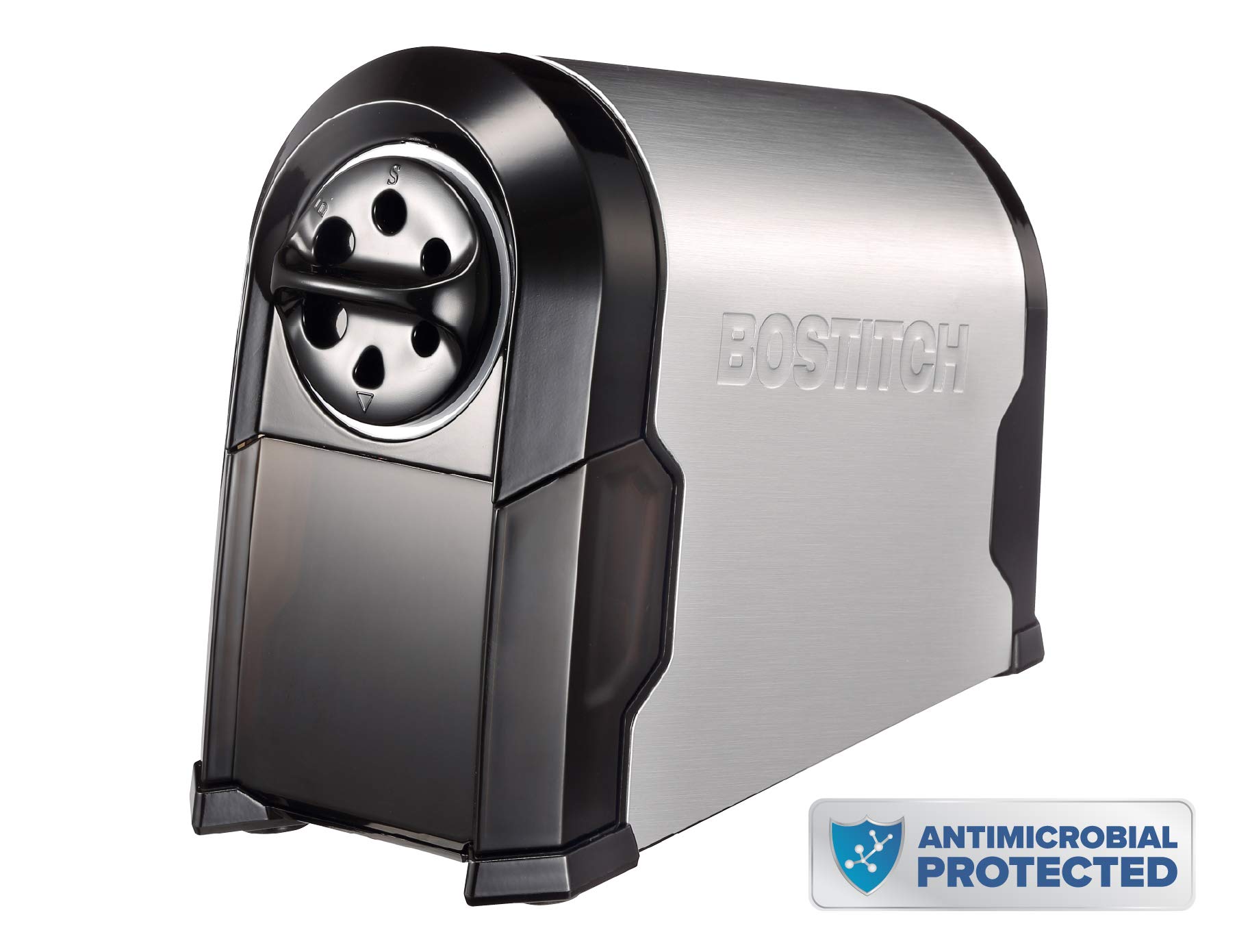 Antimicrobial SuperPro Glow Commercial Electric Pencil Sharpener, 6-Hole, Silver/Black (EPS14HC)