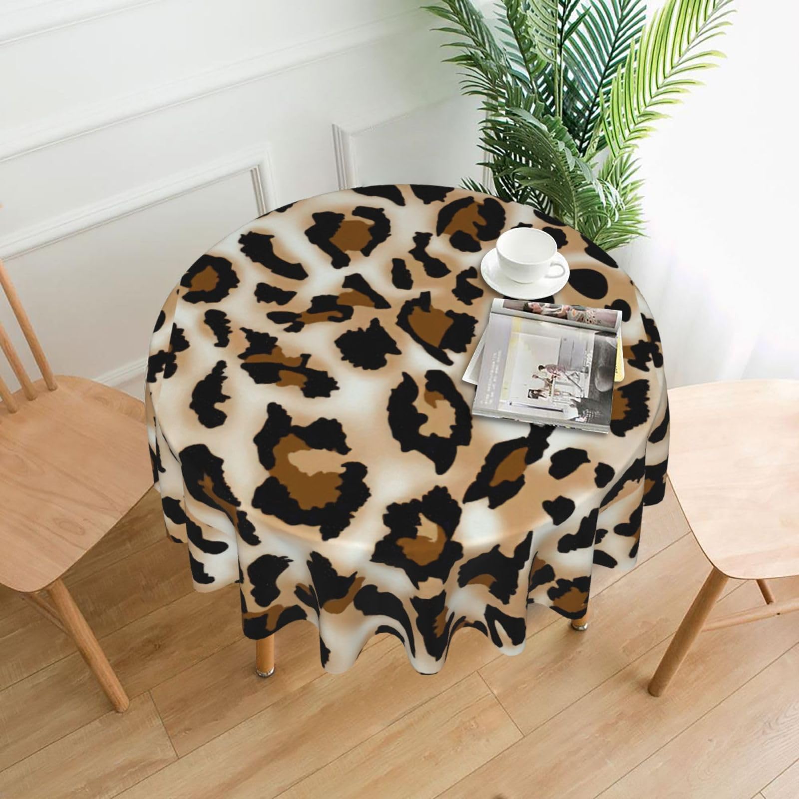UVBDF Leopard Print Multipurpose Round Tablecloth 60in Polyester Cover for Coffee Table Kitchen Desk Home Gift