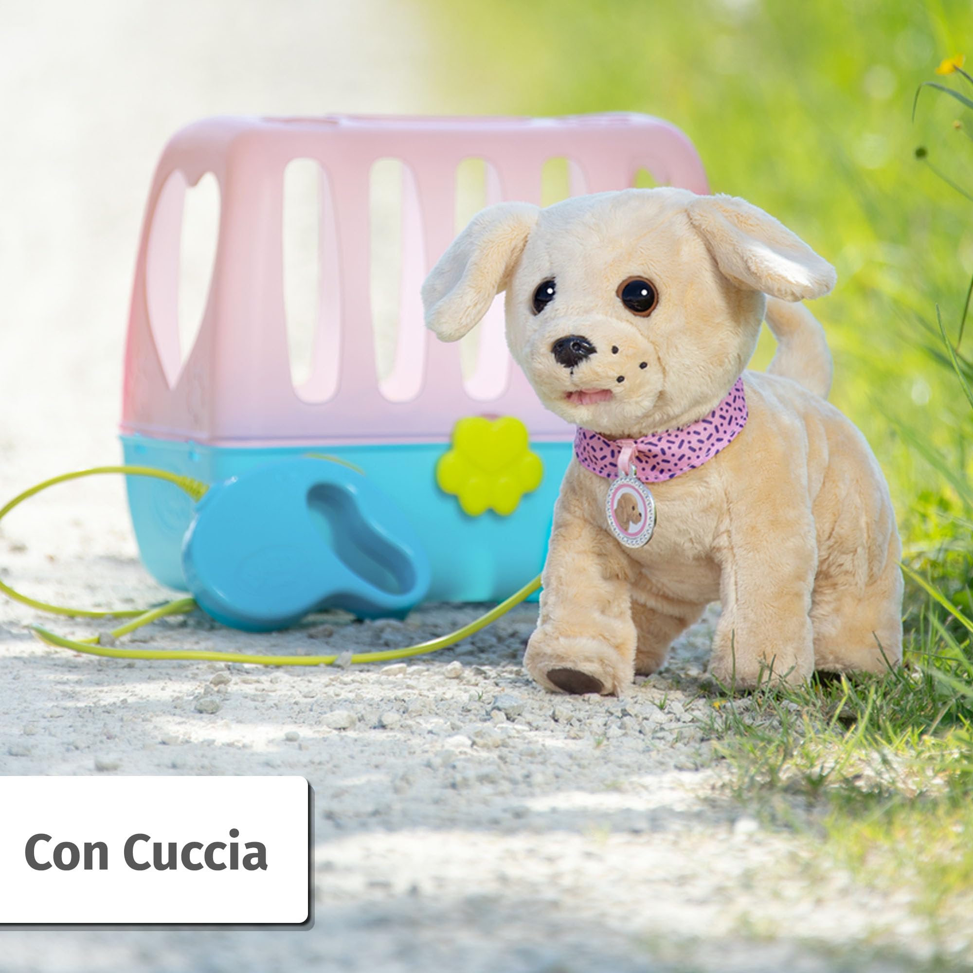 BABY born Il mio cane Lucky con trasportino | 5 funzioni, trasportino, batterie necessarie