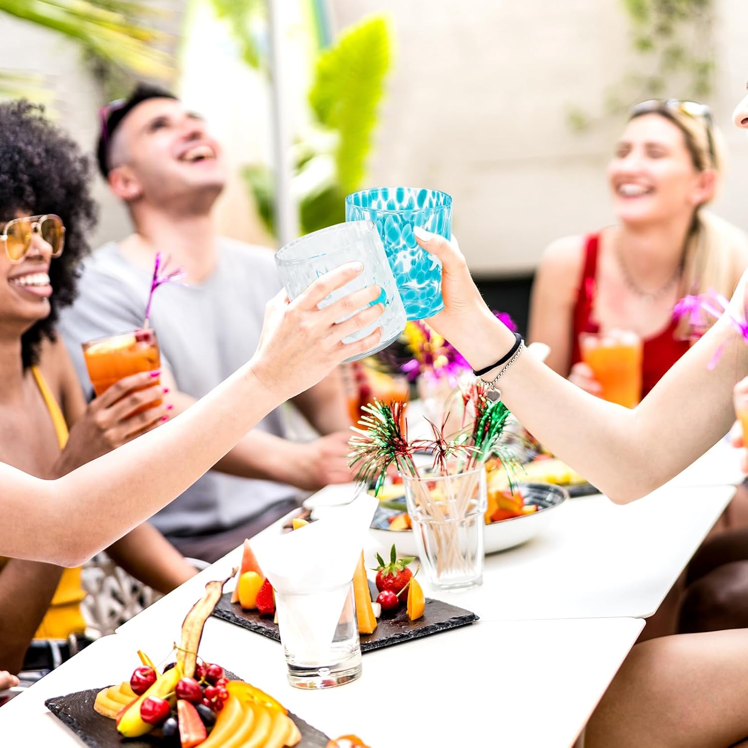 Whaline 2Pcs Ocean Icon Juice Glass 14 Oz Starfish Seashell Wine Glass Stemless Cocktail Drinking Cups for Home Party Favors Gift Supplies - Image 6